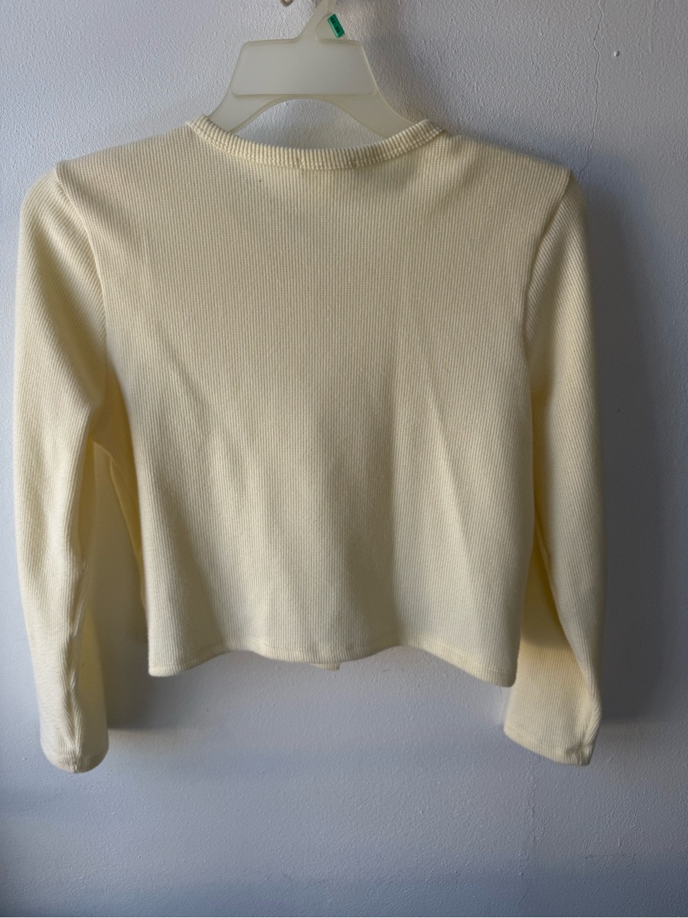 Pink Rose Soft Pale Yellow Ribbed Button-Front Cardigan - Picture 2 of 4